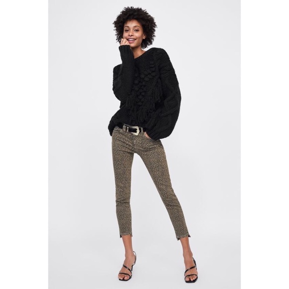 ZARA Animal Print Mid Rise Skinny Jeans SIZE 2 - Picture 1 of 5